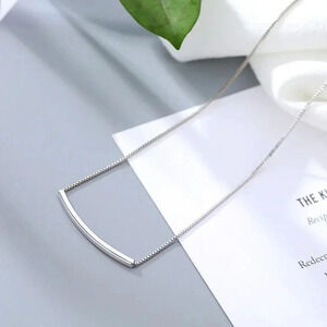 925 Sterling Silver Simple Bar Necklace